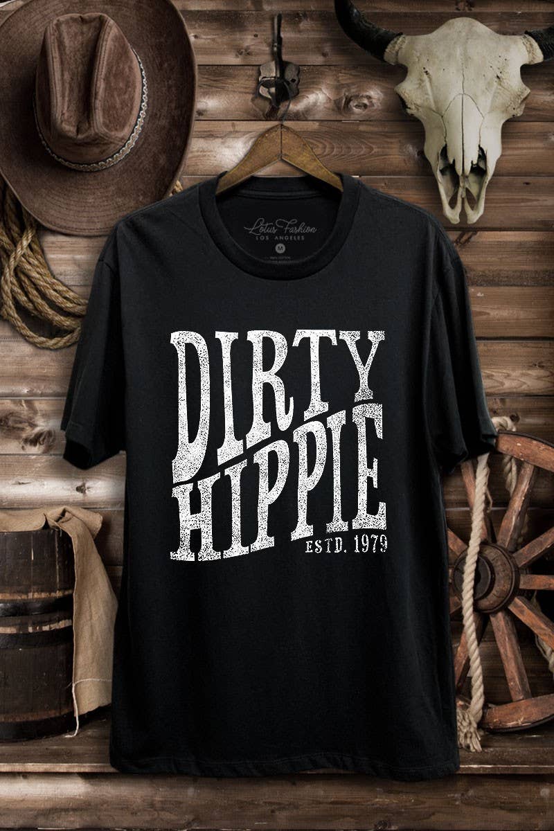 Black Dirty Hippie Graphic Top