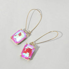 Light Pink Emerald Cut Stone Dangle Evening Earrings