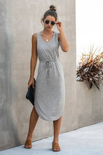 Grey V Neck Sleeveless Tank Dresses