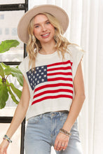 Ivory Sleeveless American Flag Sweater