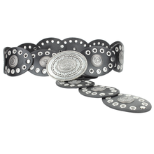 Leather Disc Belt with Western Silver Grommet