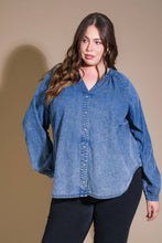 Medium Indigo washed denim top