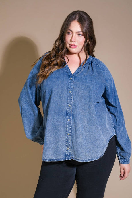 Medium Indigo washed denim top