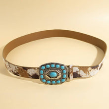 Dark Turquoise Stone Western Concho Buckle Belt