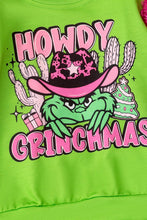 Howdy Grinchmas" Green and pink faux fur sleeve Christmas