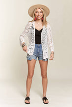 White Crochet Scalloped Hem Cardigan
