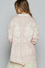Pink Long sleeve crochet embroidered shirt POL top