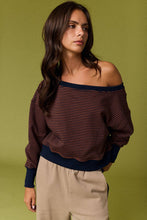 Navy Camel Amira Striped Lounge Sweatshirt