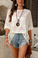 White Sheer Floral Pattern T-Shirt