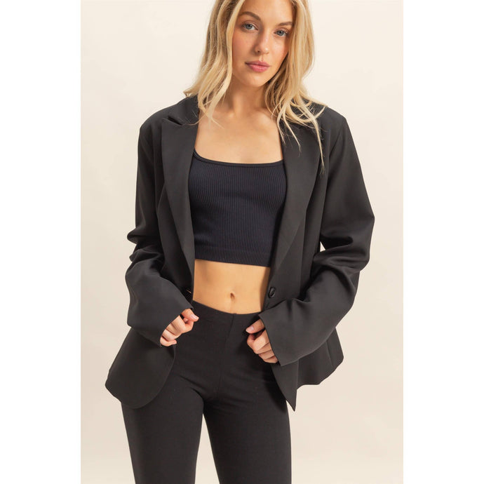 Black Single Button Blazer