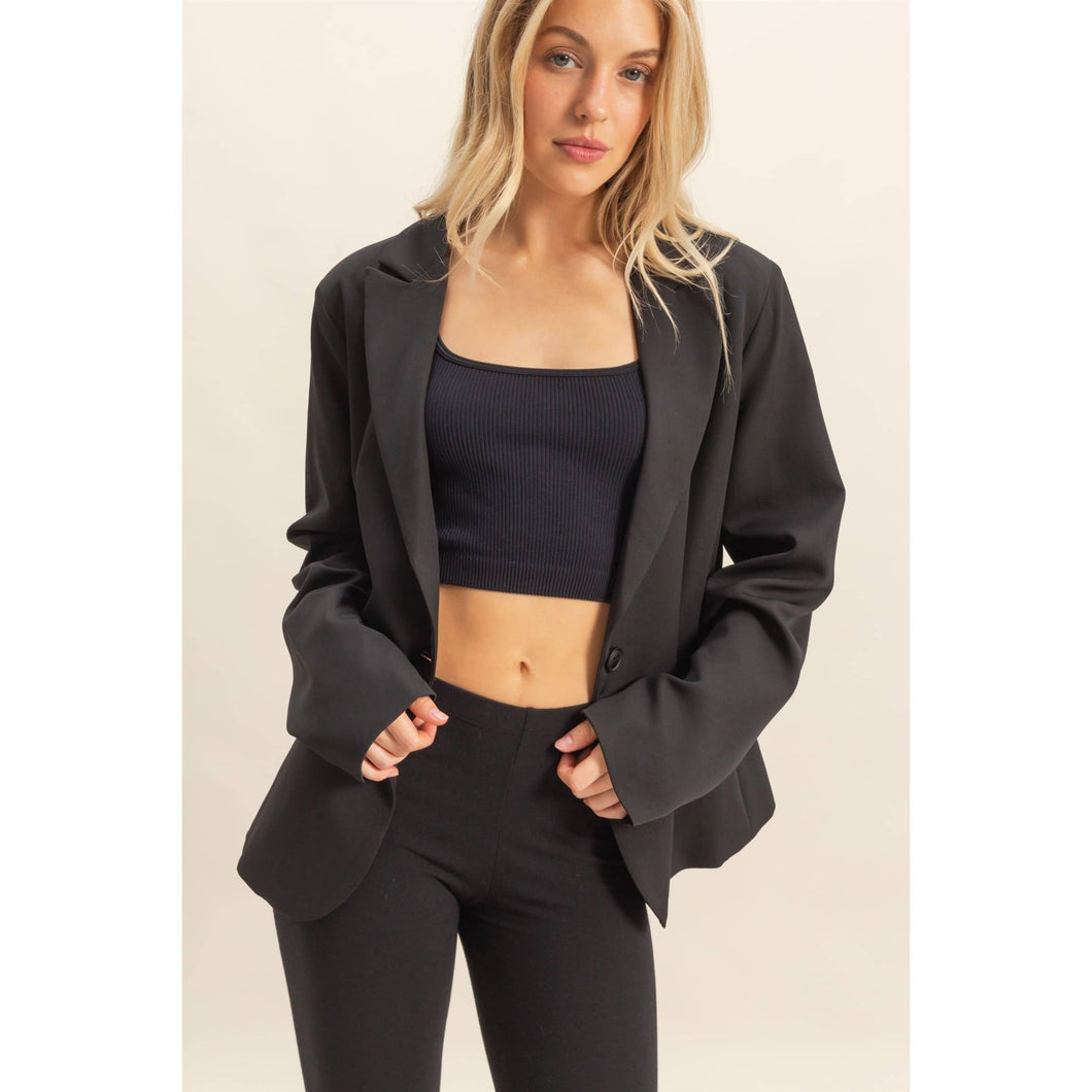 Black Single Button Blazer