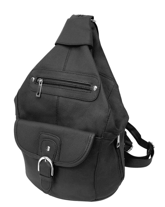 Black cowhide leather backpack