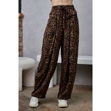 IP3629 High Waisted Self-Tie Belted Wide Leg Bubble Joggers: Brown / L