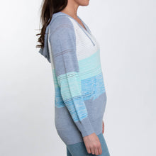 Ocean Avalon Crochet Color Block Long Sleeve Hooded Pullover