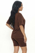 Coffee Loose Fit Top & Bike Shorts Set