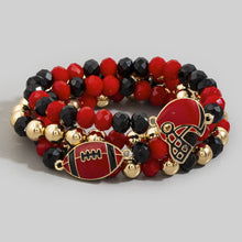 Mustard Enamel Football Charm Crystal Bead Bracelet