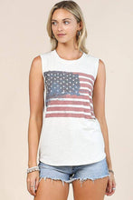 Ivory Red Blue American Sleeveless Top