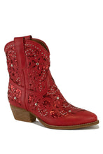 Red Embellished Western Cowgirl Boots