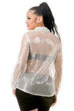 White See Through Sequin Shirts