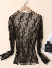 Coffee Elegant Lace Long Sleeve Top