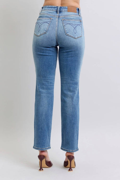 Medium Vintage Wash Thermal Straight Judy Blue Jeans