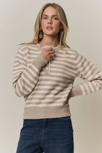 STRIPED KNIT HENLEY SWEATER Blue