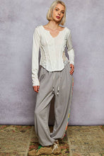 Ivory Round neck long sleeve outseam solid lace POL top