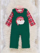 Sleepy Santa Embroidered Overall Kids Romper Set