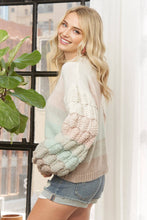 Mint Multi Puff Sleeve Ombre Sweater