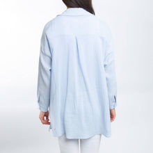 Light Blue Button Up Top Aaliyah Gauze Long Sleeve