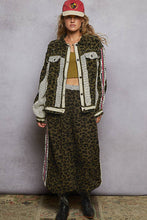 Olive Leopard Leopard print crochet patch elastic waist woven jogger POL pants