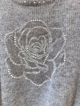 Camellia Rhinestone Sweater Cropped Knit Pullover: Grey / Missy, Contemporary / One Size