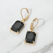 Aqua Rectangular Glass Stone Drop Dangle Earrings