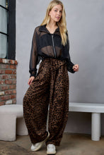 IP3629 High Waisted Self-Tie Belted Wide Leg Bubble Joggers: Brown / L