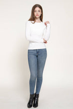 Ivory Long Sleeve Round Neck Rib Knit Top