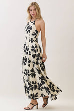 Ivory Floral Print Sleeveless Halter Maxi Dress