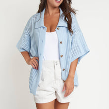 Glacier Catalina Knit Half Sleeve Button Up Top