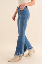 Blue B Destressed Bottom Edge w/ Rhinestone Jeans: MED DENIM