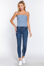 Celadon Green Straight Neck Two Ply Rib Knit Cami Top