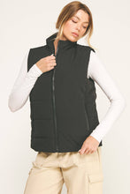Black Contrast Zip Cropped Puffer Vest