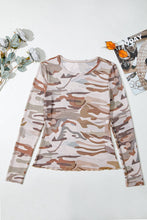 Green Western Camo Mesh Long Sleeve Top