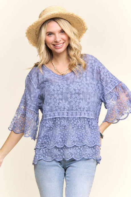 Blue Bell sleeve Lace Top
