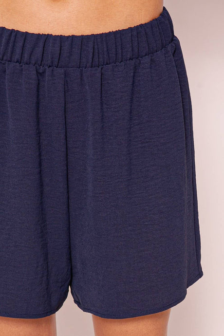 Navy Summer Elastic Waist Airflow Shorts