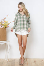 Olive Green Plaid Oversized Button up Boyfriend Shirt