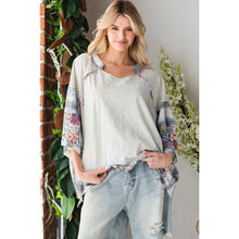 Blue Washed Multi Print Patchwork Oversized Oli+Hali Top
