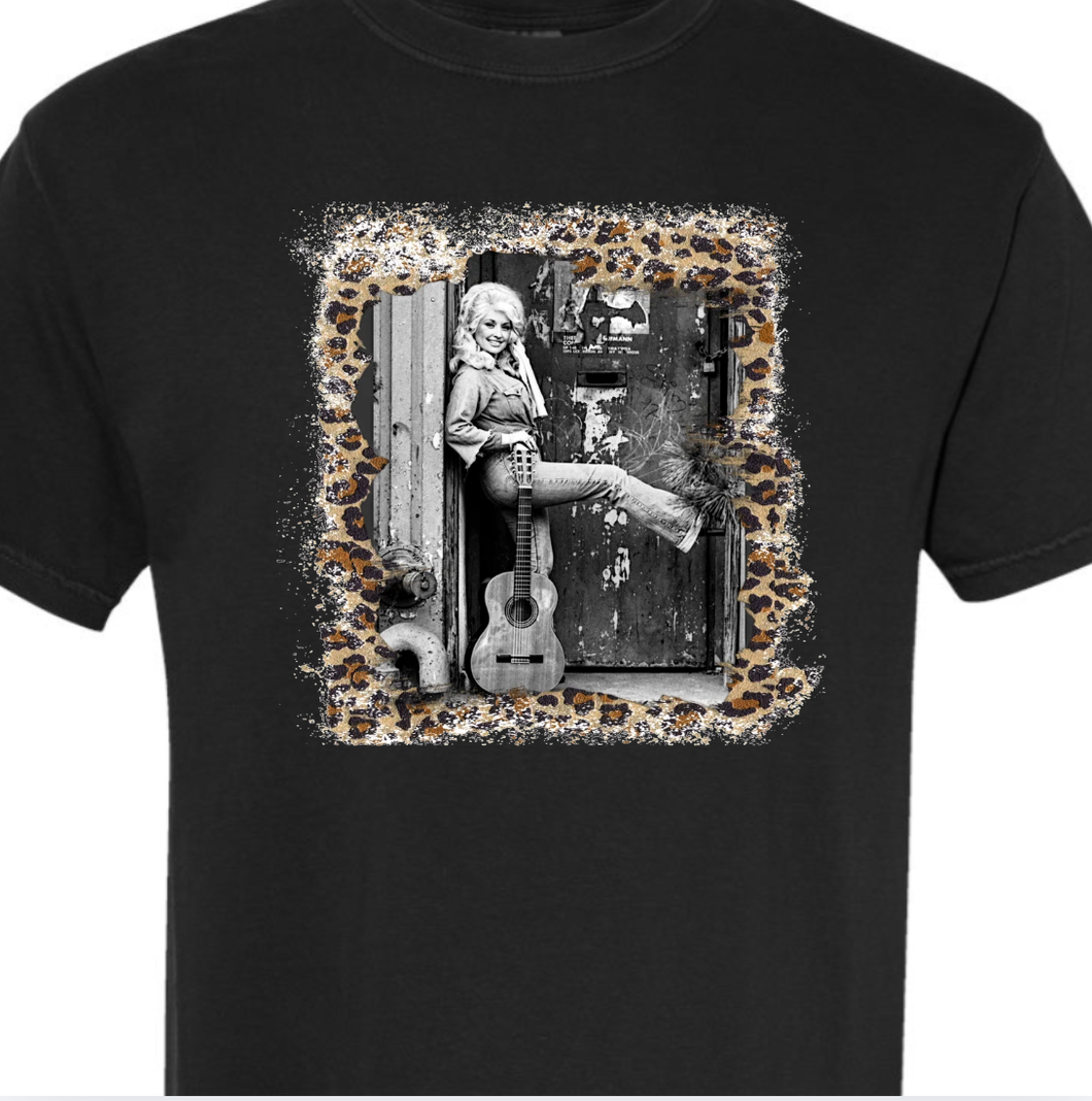 Black Dolly Parton Leopard Comfort Color Tee