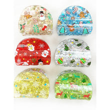 Christmas Prints on Glitter Mini Hair Claw Clip: MIX COLOR / ONE(12)