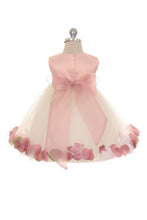 Ivory Dusty Rose Top Flower Petal Baby Dress with Sash