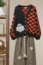 Black Multi Checkerboard Halloween Cardigan