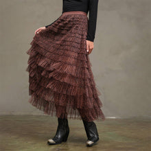 Leopard Mesh Tiered Skirt with Elastic Waist